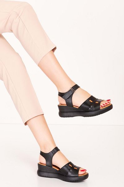 Gondol Women's Genuine Leather Wedge Heel Daily Comfortable Sandals Anl.3201