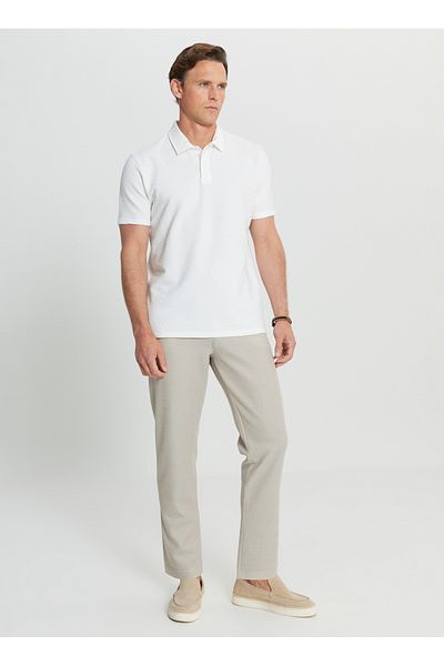 ALTINYILDIZ CLASSICS Altınyıldız Classics Polo Neck Jacquard Λευκό Ανδρικό T-Shirt ACE 091252095 _ΒΙΖ