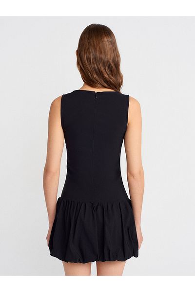 Dilvin 90918 Balloon Mini Dress-Black