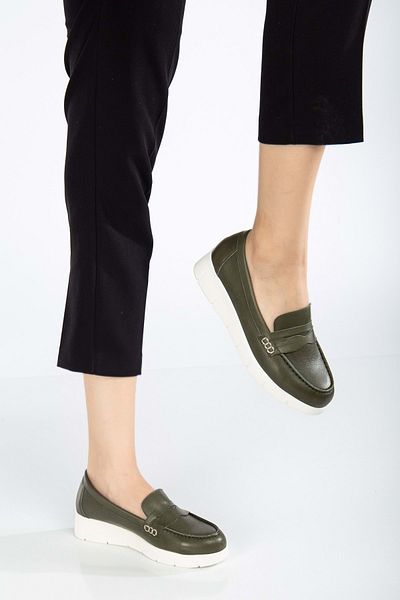 ANALİN SHOES Pantofi casual de damă din piele naturală - kaki