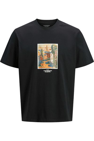 Jack & Jones Tricou JACK &JONES Paros Graphics Front - 12273494-Negru