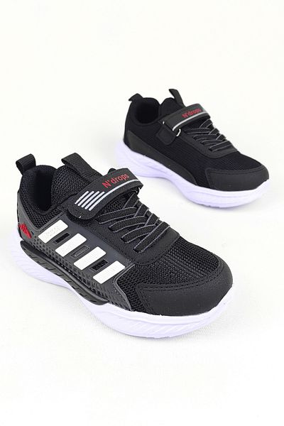 Zerenyus ND023 Pantofi sport pentru băieți cu velcro alb și negru