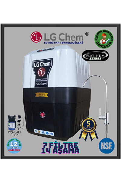 LG Chem Platinum 12 Litre 14 Aşama 7 Filitre Pompalı Su Arıtma Cihazı.90 Gpd Nano Membran
