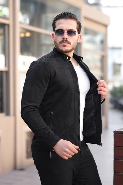 ByTrend Λεπτομέρεια μανίκια Hakim γιακά Suede Seasonal Coats BL 1710_60286-1