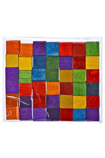Glanart renkli ahşap küp bloklar 1,5 cm3 /  48 li paket