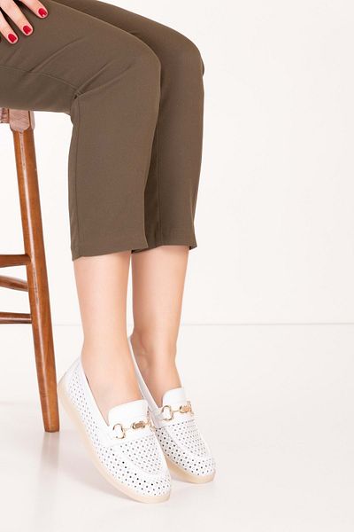 Gondol Loafer de damă elegant din piele naturală de vară tăiat cu laser - anl.2999
