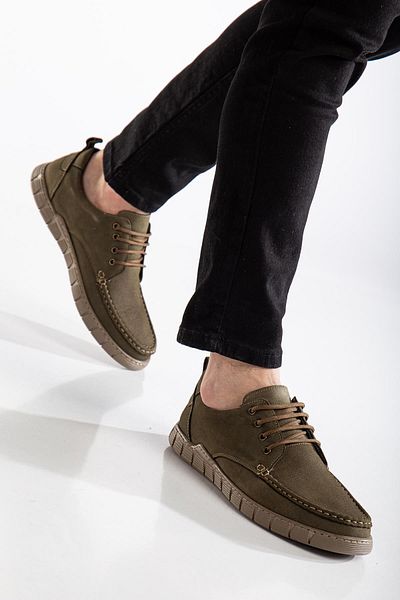 Dilimler Ayakkabı Γνήσιο δέρμα Nubuck Ανδρικά παπούτσια Casual Khaki Saddle Short Tied