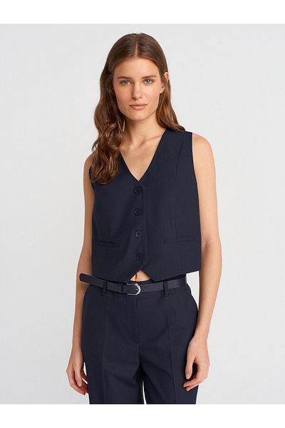 Dilvin 60575 Short Tailor-Made Vest-Navy Blue