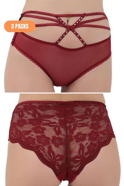 Merry Secret's Chiloți de damă, 3 piese, decoltați, cu frânghie încrucișată