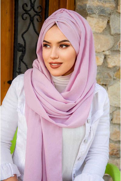 Aişe tesettür شال جاهز برباط وردي فاتح