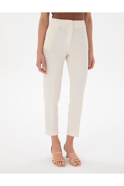 Pierre Cardin Ecru Carrot Fit Fabric Trousers 50299833 -Vr019