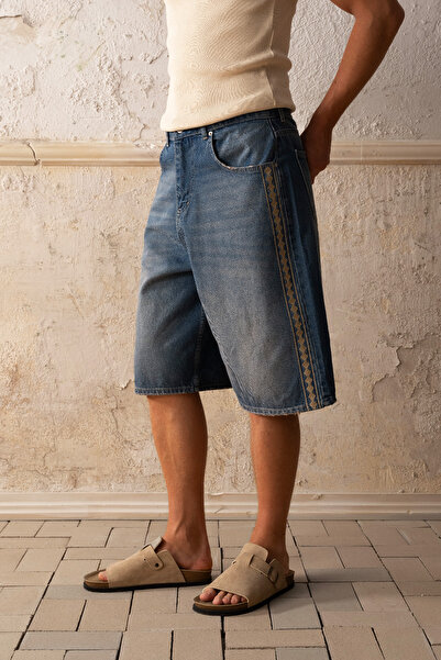 GIESTO ДЖИНСИ З ДЕТАЛЬНИМ ВИШИВАННЯМ, СИНІ ШОРТИ