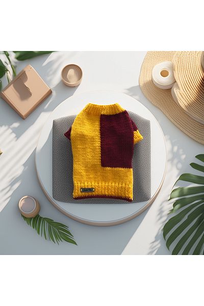 Lady Fify Yellow Red Wool Sweater for Cat and Dog