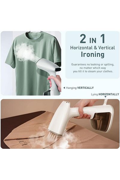 COOYA Handheld 2in1 Steam Iron for Clothes,1500W 30s Quick Heat, Fabric Wrinkles Remover 2 in 1, Auto-Off