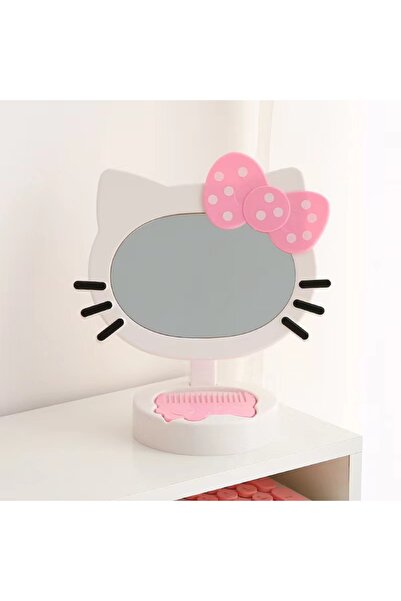 Livava Hello Kitty Taraklı Masaüstü Ayna, Beyaz, 21×20-Sürpriz Hediyeli