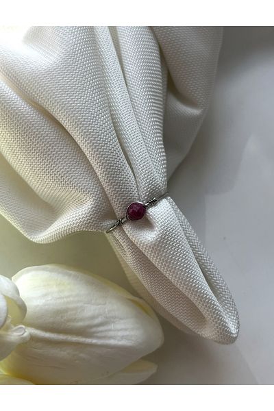 Pel Design Minimal Ruby Stone Adjustable Steel Wire Ring