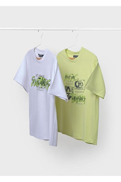 MAYORAL Μπλουζάκια γκράφιτι για αγόρια 2 τεμαχίων - Λευκό για ηλικίες 10-14