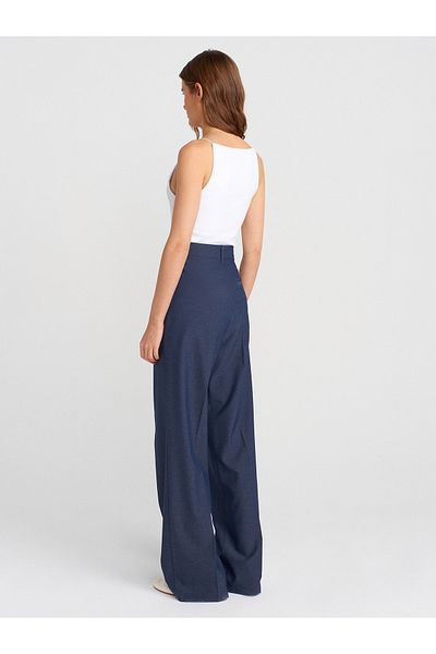 Dilvin 71636 High Waist Trousers with Pens-Navy Blue