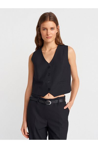 Dilvin 60575 Short Tailor-Made Vest-Black