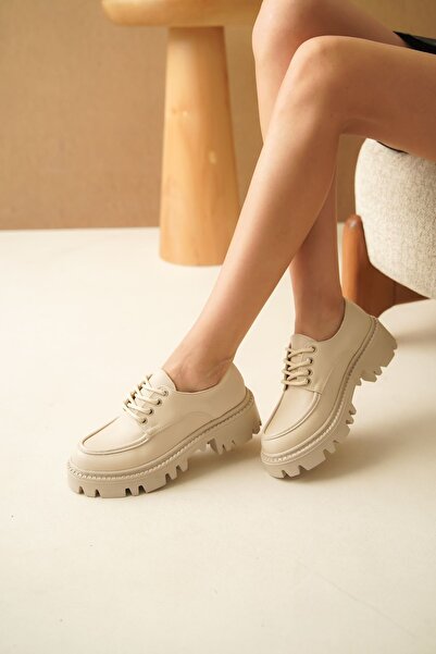 GOFFSHOES Kadın Nuno BağcıklI Loafer Ayakkabı - Ten Deri