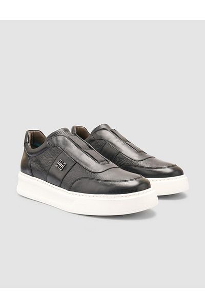 Cabani 100% Genuine Leather Black Men's Sneakers