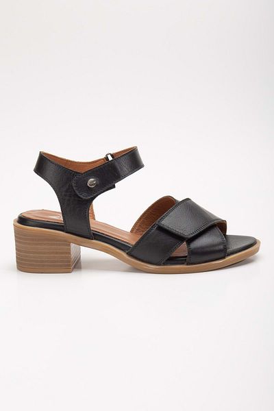 ANALİN SHOES Sandale de damă cu velcro din piele naturală neagră - design încrucișat