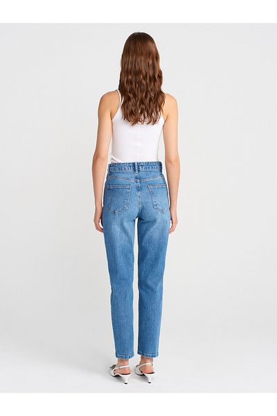 Dilvin 71786 Pantaloni slim din denim pentru mama-albastru