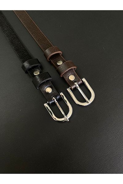 LİA KEMER 2Pcs Classic Thin Buckle Belt Waist Belt Coat Belt Dress Belt Trouser Belt