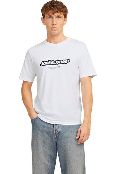 Jack & Jones Tricou JACK &JONES Vesterbro Newton Brand - 12265740-Bright White