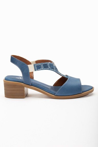 ANALİN SHOES Sandale confortabile de damă din piele naturală Stone - albastru denim