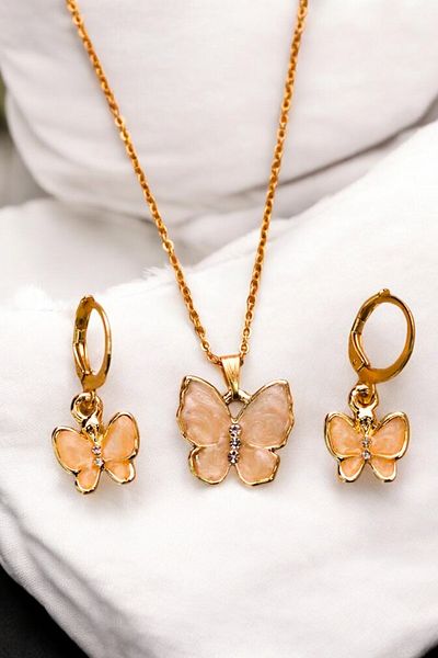 EUROMODA Butterfly Design Necklace Earring Suit Set