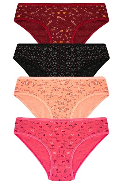 3nbe Kadın Bikini Külot Penye Renkli Desenli 6 Adet