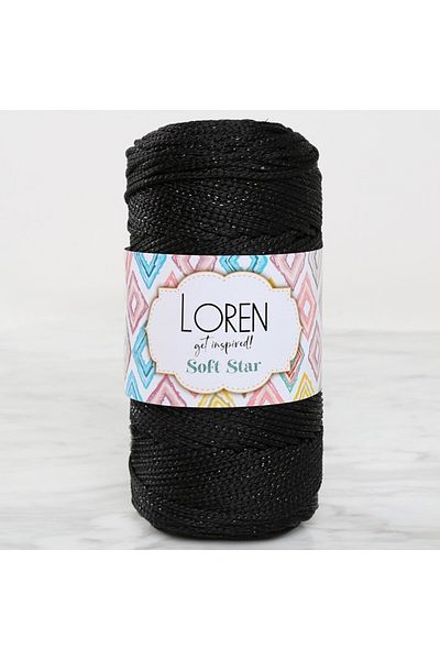 shop لورين سوفت ستار مكرامية خيط أسود لامع أسود Rm10