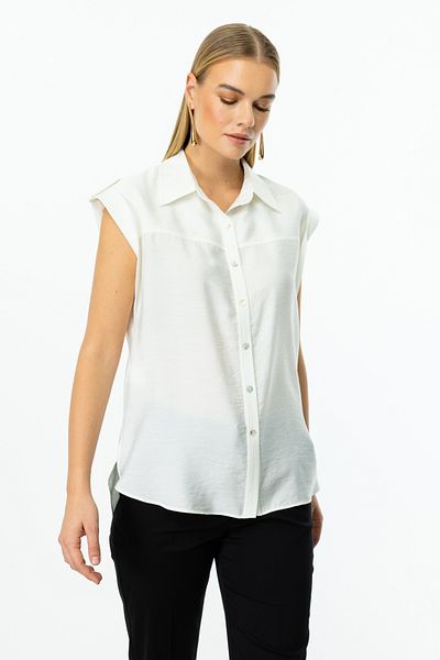 Ekol Buttoned Blouse with Epaulets on the Shoulder
