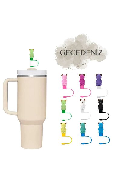 GECEDENİZ 3D Three Dimensional Bear Thermos Jelly Bean