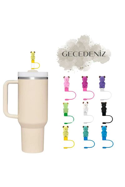 GECEDENİZ 3D Three Dimensional Bear Thermos Jelly Bean