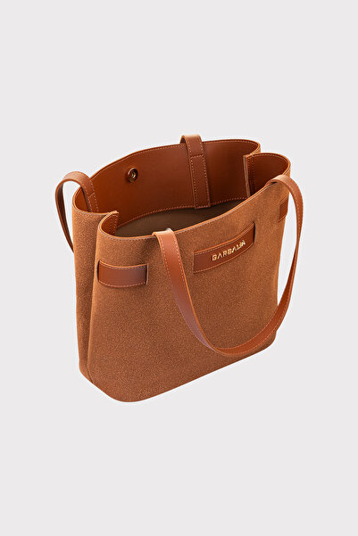 Garbalia Palermo Süet Deri Mıknatıs Kapamalı İç Fermuar Cepli Kadın Omuz ve Kol Çantası (36 cm x 25 cm)