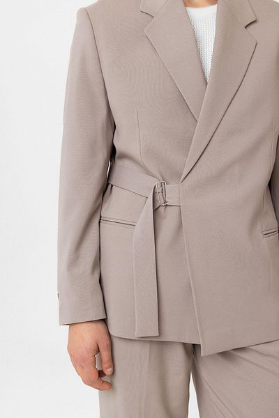 Antioch Beige Belted Relax Fit Men's Blazer Jacket