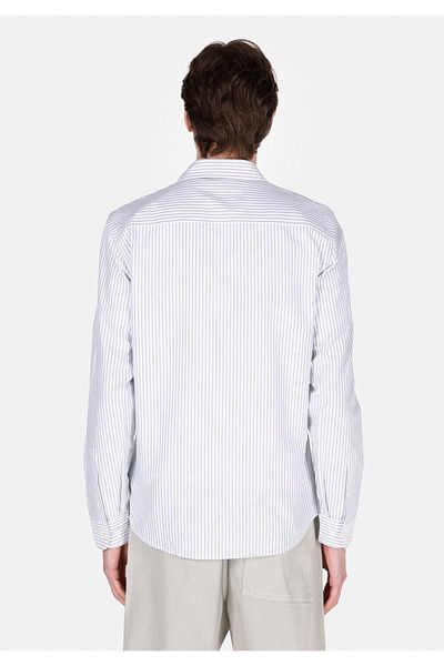 Colin's Slim Fit Shirt Neck Striped Men's Turquoise Long Sleeve Shirt