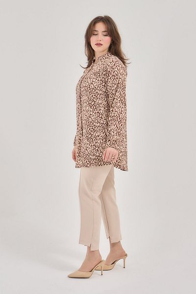 Fresh&Moda Women's Plus Size Patterned Lycra Stretchy Wrap Shirt Blouse