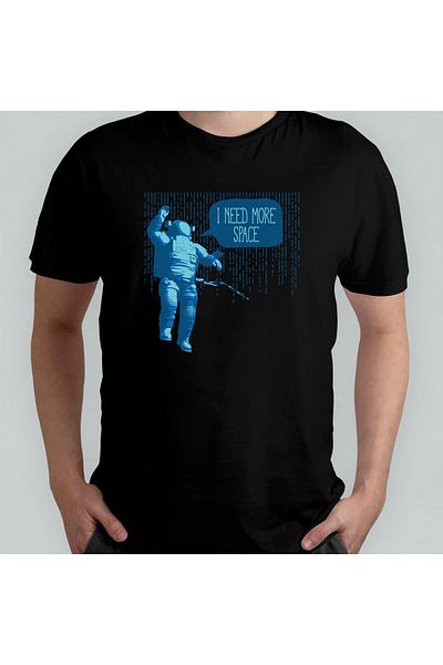 Pixxa Χρειάζομαι περισσότερο χώρο - Space - Astronaut 100% Cotton Crew Neck T-Shirt Model 1