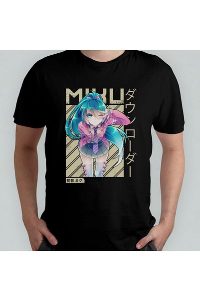Pixxa Μπλουζάκι από 100% βαμβάκι Hatsune Miku Crew Neck Model 3