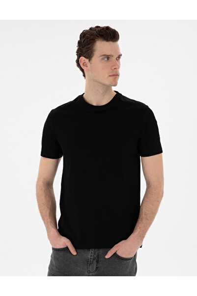 Pierre Cardin Μαύρο Μπλουζάκι Στενής Γραμμής Mercerized Basic 50302560-VR046