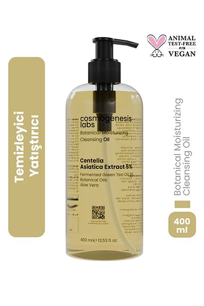 Cosmogenesis Labs 400ml Vegan Moisturizing Skin and Make-up Removal Oil - 5% Ci̇ca Sebum Balancing Cleansing Oil