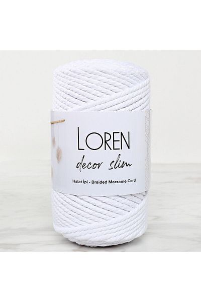 SAVA HOME COLLECTİON Loren Decor Slim Fit 3 Twist Macrame Rope - Λευκό L001