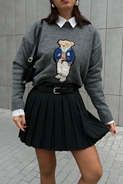 Eka Γυναικείο πουλόβερ γκρι αρκουδάκι 1014-5205