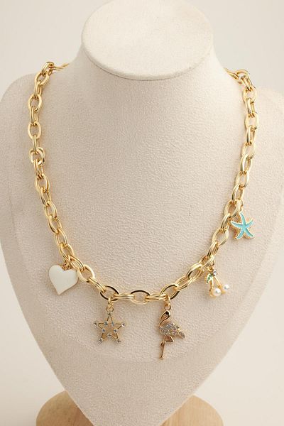Modex Heart Star D. Star Cherry Figured Chain Necklace (40+5cm)
