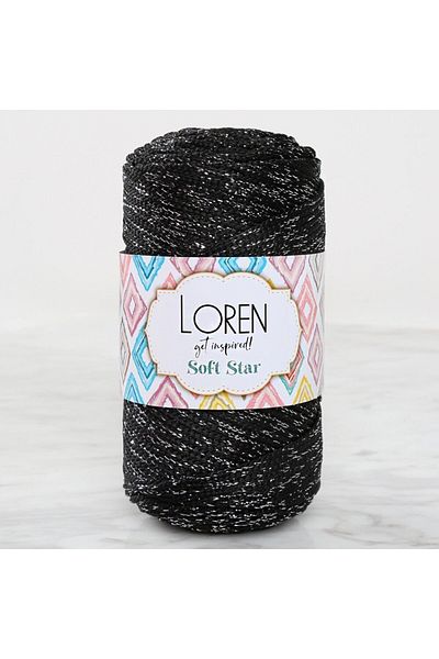 SAVA HOME COLLECTİON Macrame String Silver Glitter Μαύρο Loren Soft Star - RM10