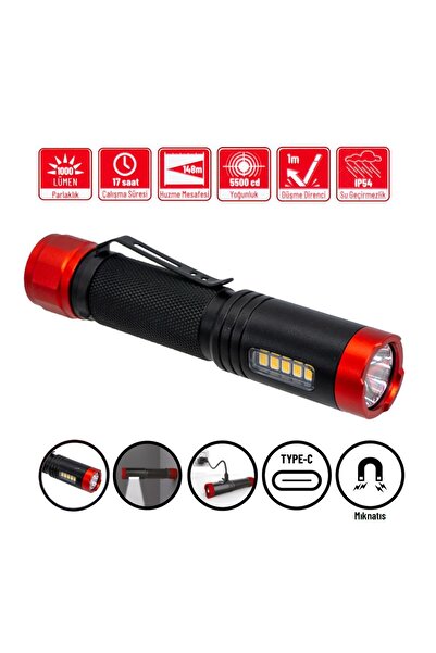 İzeltaş İzeltaş COB LED Şarjlı Cep Tipi El Feneri 1000 lm