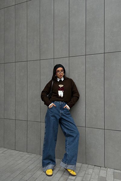 Eka Γυναικείο πουλόβερ καφέ αρκουδάκι 1014-5205